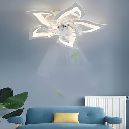 Creative Flower Shaped Three Step Dimming LED Ceiling Fan Lights Chandelier