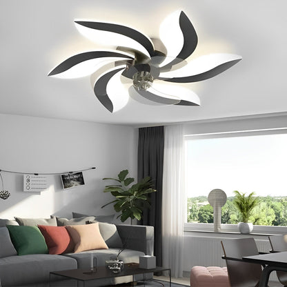 Creative Flower Shaped Three Step Dimming LED Ceiling Fan Lights Chandelier