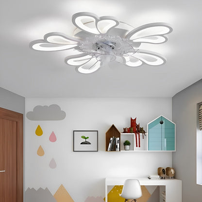 Creative Flower Shaped Three Step Dimming LED Ceiling Fan Lights Chandelier