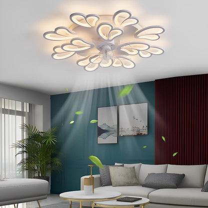 Creative Flower Shaped Three Step Dimming LED Ceiling Fan Lights Chandelier