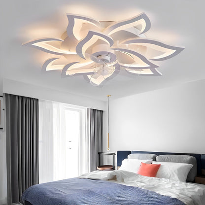 Creative Flower Shaped Three Step Dimming LED Ceiling Fan Lights Chandelier