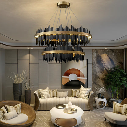 Creative Iceberg Design Metal Circular Stepless Dimming LED Light Chandelier