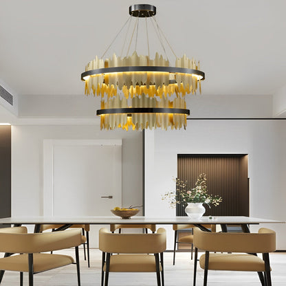 Creative Iceberg Design Metal Circular Stepless Dimming LED Light Chandelier