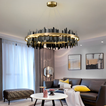 Creative Iceberg Design Metal Circular Stepless Dimming LED Light Chandelier