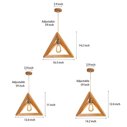 Creative Wood Frame Geometric Minimalist Chandelier Ceiling Pendant Lamp