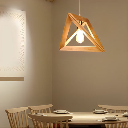 Creative Wood Frame Geometric Minimalist Chandelier Ceiling Pendant Lamp