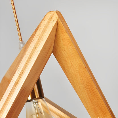 Creative Wood Frame Geometric Minimalist Chandelier Ceiling Pendant Lamp
