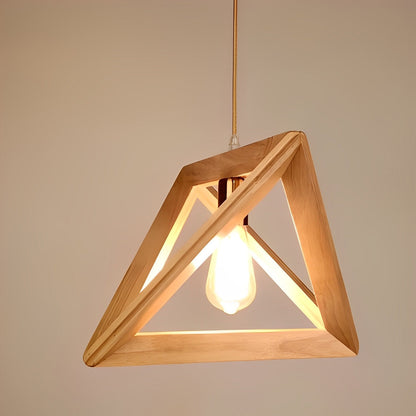 Creative Wood Frame Geometric Minimalist Chandelier Ceiling Pendant Lamp