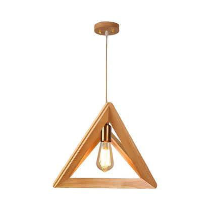 Creative Wood Frame Geometric Minimalist Chandelier Ceiling Pendant Lamp
