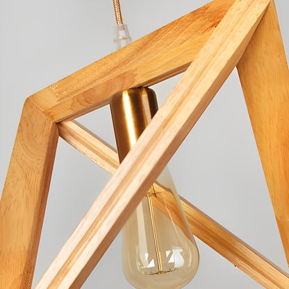 Creative Wood Frame Geometric Minimalist Chandelier Ceiling Pendant Lamp