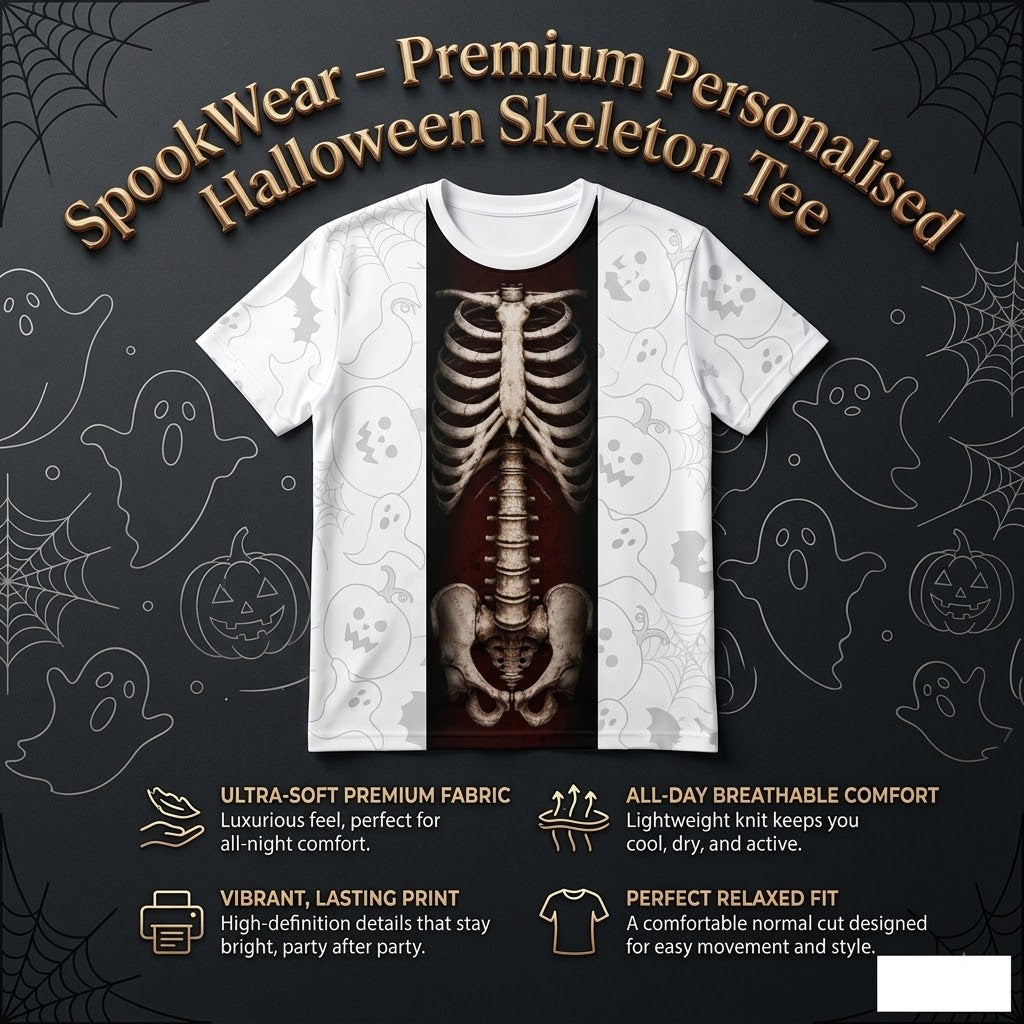 Ventayo – Eksklusiv personliggjort Halloween-skelet-T-shirt
