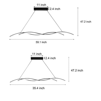 Double Wavy Minimalist LED Creative Modern Chandelier Light