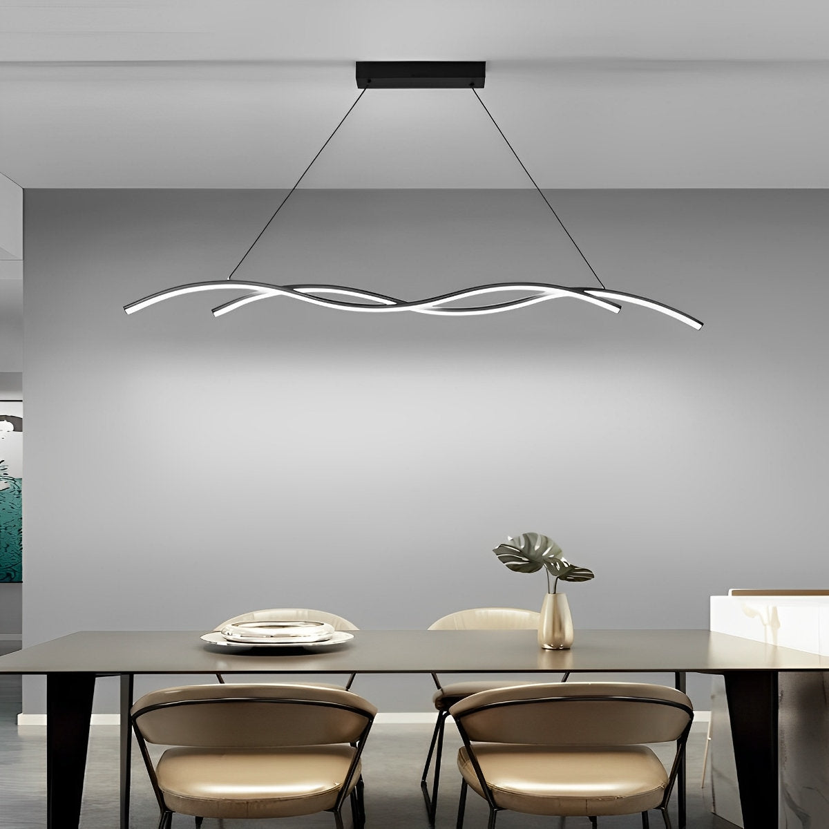 Double Wavy Minimalist LED Creative Modern Chandelier Light