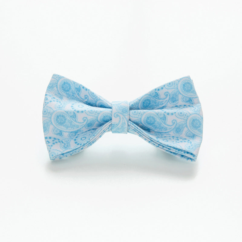 Light Blue Print Bow and Collar