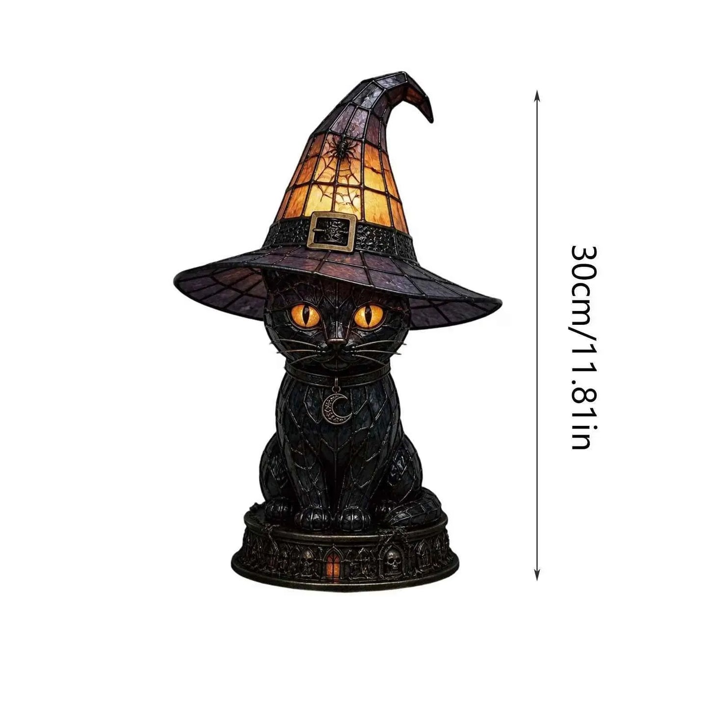 Ventayo – Vintage-natlampe med kat i Tiffany-stil