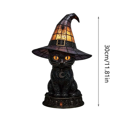 Ventayo – Vintage-natlampe med kat i Tiffany-stil