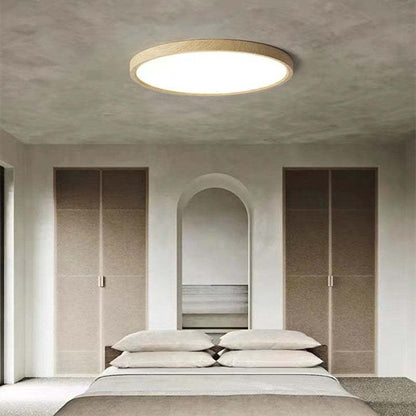 Moderne træ rund indbygningsloftlampe til stue