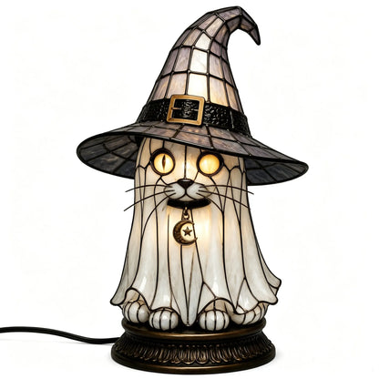 Ventayo – Vintage-natlampe med kat i Tiffany-stil
