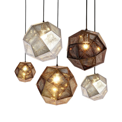 Geometric Round Electroplated Metal Postmodern Pendant Light Chandelier Ceiling Light