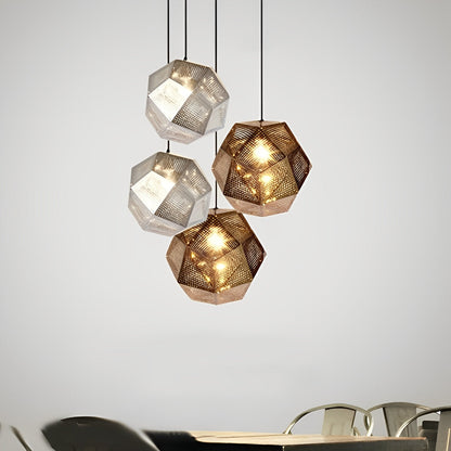 Geometric Round Electroplated Metal Postmodern Pendant Light Chandelier Ceiling Light