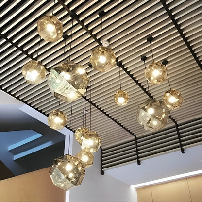 Geometric Round Electroplated Metal Postmodern Pendant Light Chandelier Ceiling Light
