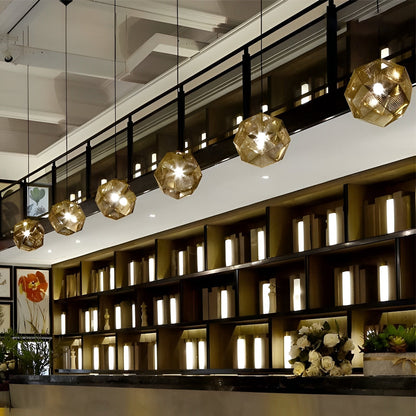 Geometric Round Electroplated Metal Postmodern Pendant Light Chandelier Ceiling Light