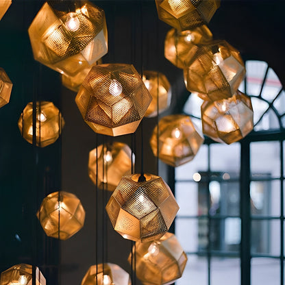 Geometric Round Electroplated Metal Postmodern Pendant Light Chandelier Ceiling Light