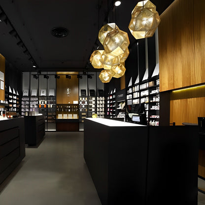 Geometric Round Electroplated Metal Postmodern Pendant Light Chandelier Ceiling Light