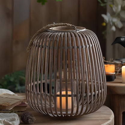 Handmade Bamboo Hanging Candle Lantern Candleholder