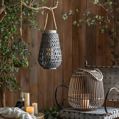 Handmade Bamboo Hanging Candle Lantern Candleholder