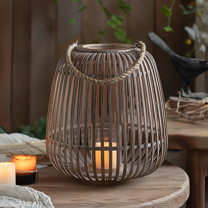 Handmade Bamboo Hanging Candle Lantern Candleholder