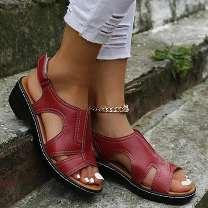 Premium Leather Wedge Sandals