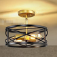Modern Drum Glass Semi-Flush Mount Light