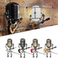 Vintage Metal Microphone Robot With Guitar Lamp