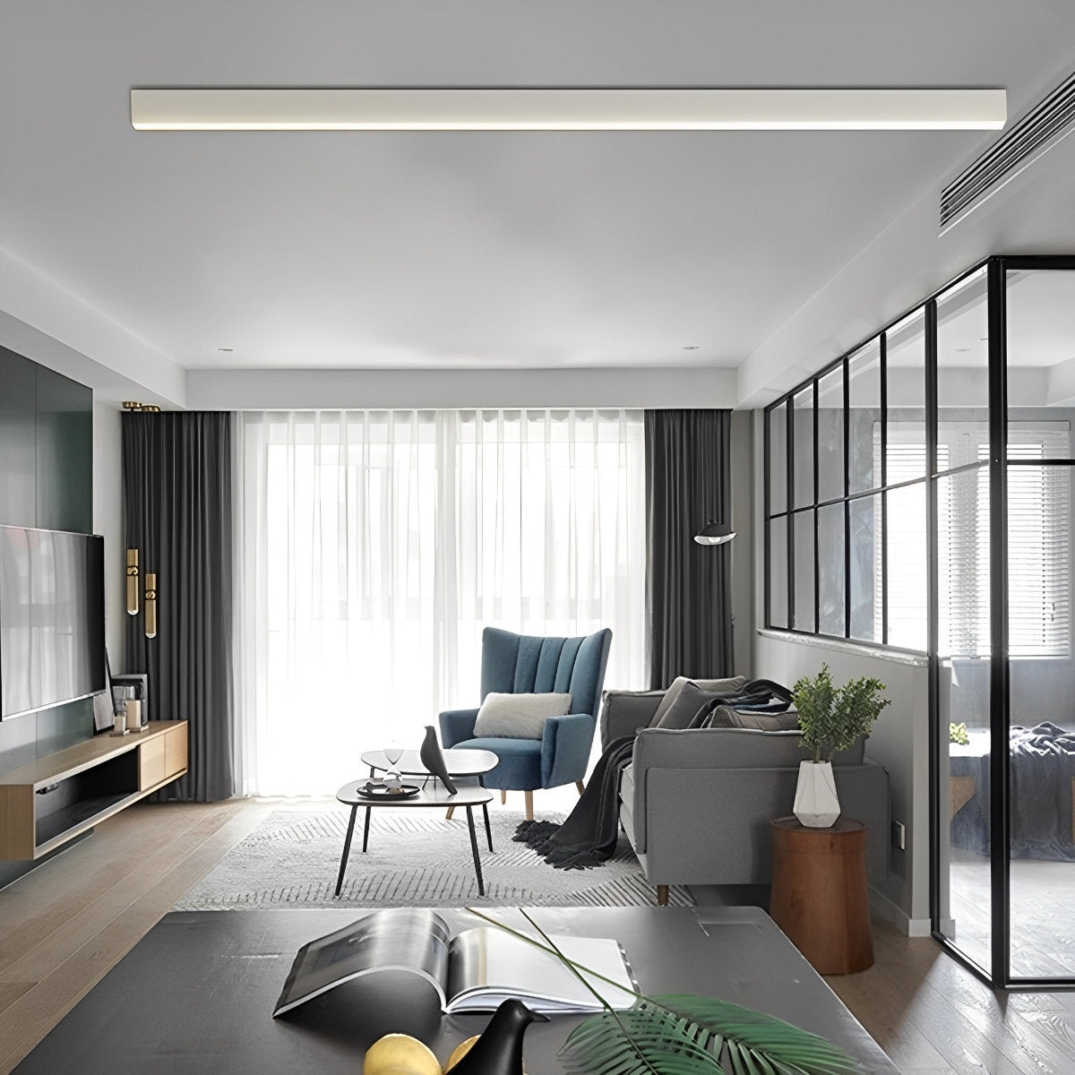 Minimalist Strip Stepless Dimming LED Modern Ceiling Light