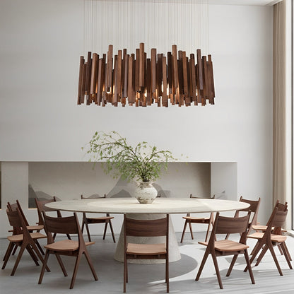 Modern Minimalist Wood Firewood Stick Chandelier Light
