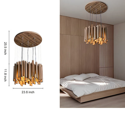 Modern Minimalist Wood Firewood Stick Chandelier Light