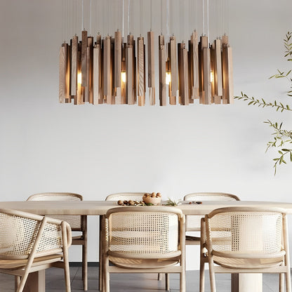 Modern Minimalist Wood Firewood Stick Chandelier Light