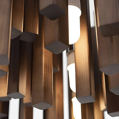 Modern Minimalist Wood Firewood Stick Chandelier Light