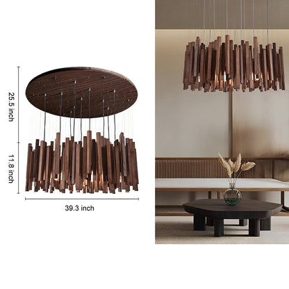 Modern Minimalist Wood Firewood Stick Chandelier Light