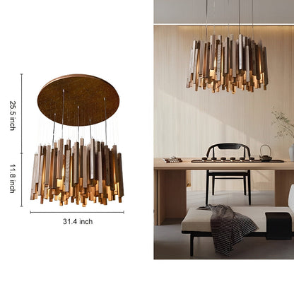 Modern Minimalist Wood Firewood Stick Chandelier Light