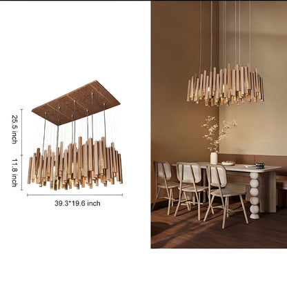 Modern Minimalist Wood Firewood Stick Chandelier Light
