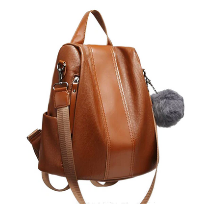 Kvinders tyverisikret læderrygsæk