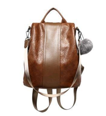 Kvinders tyverisikret læderrygsæk