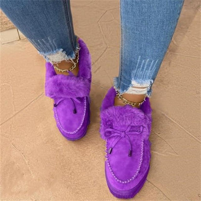 Floriana Kvinder Sne Fuskepels Platform Slip-on Loafer Støvler