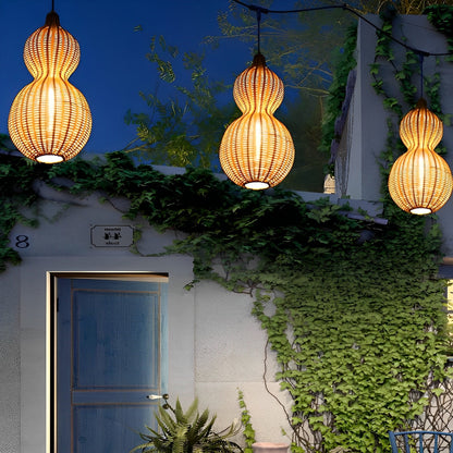 Rattan Gourd Waterproof Retro Outdoor Chandelier Porch Lights