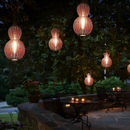 Rattan Gourd Waterproof Retro Outdoor Chandelier Porch Lights