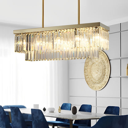 Rectangular LED Three Step Dimming Crystal Strips Postmodern Chandelier