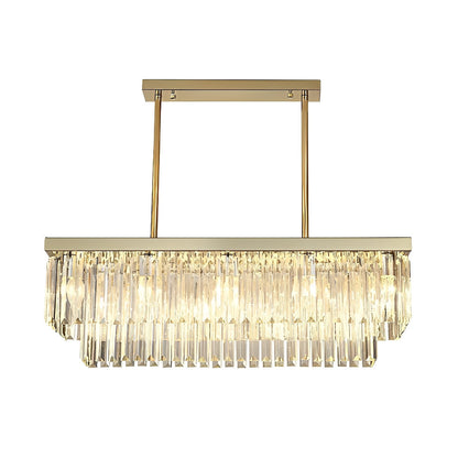 Rectangular LED Three Step Dimming Crystal Strips Postmodern Chandelier