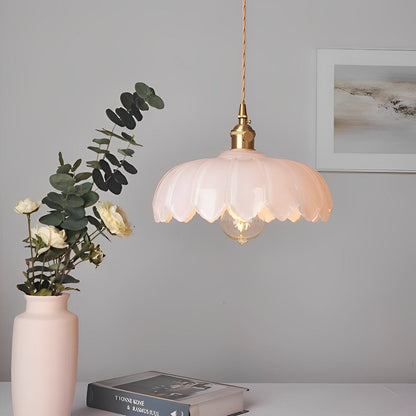 Retro blomst glas messing køkken pendel belysning lysekrone hængelampe